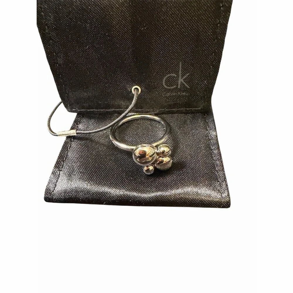 Calvin Klein Bubble Cluster Fidget Ring Sz 8 Stainless Steel w / Box Pouch COA